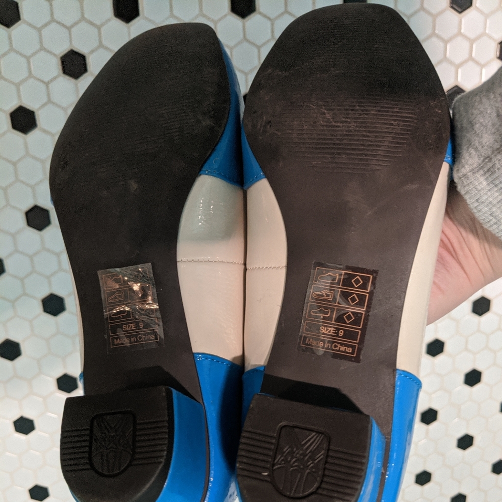 Blue and White Women’s Heels by - Picture 3 of 3
